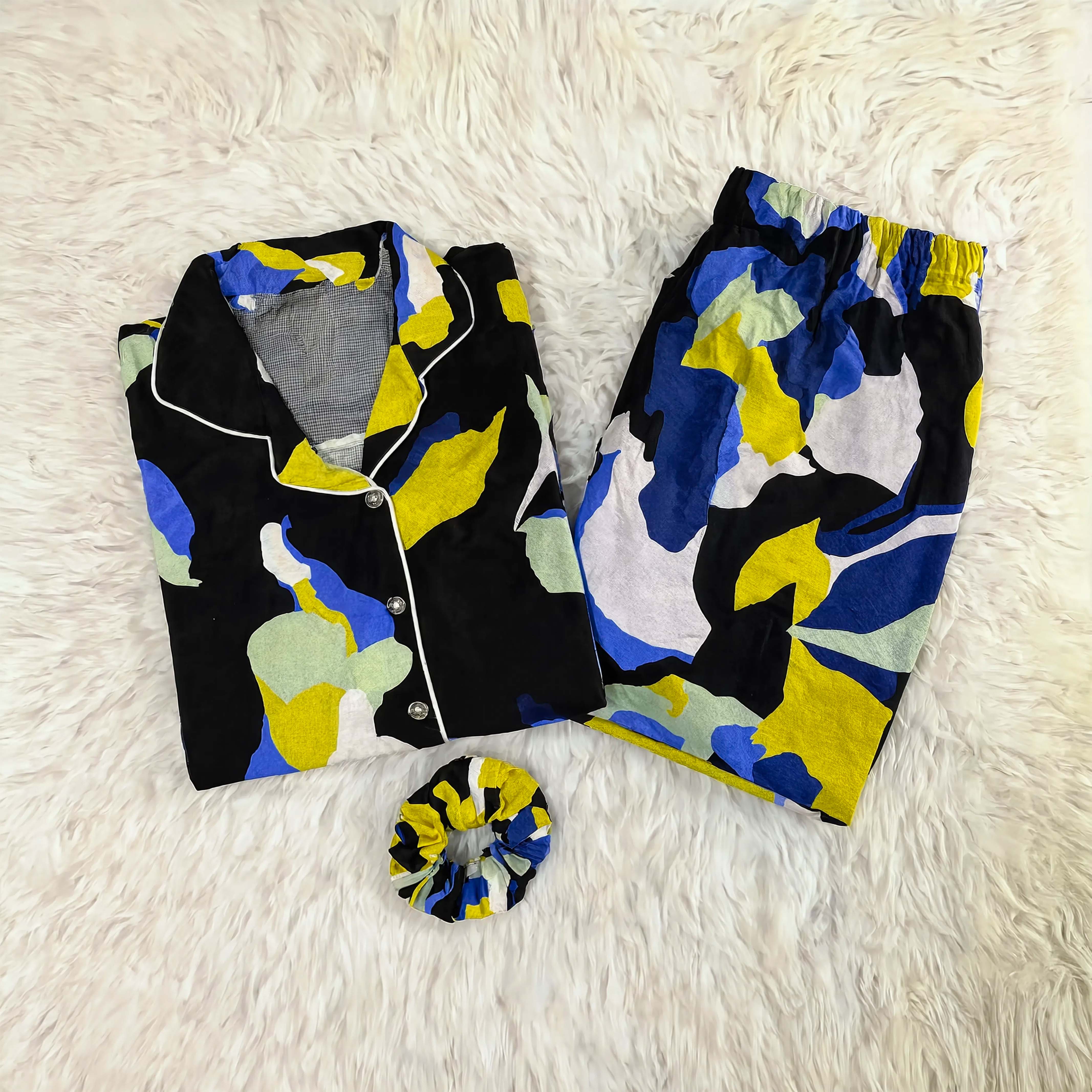 Imported Linen Printed Multi Bear PJ Set-LP6
