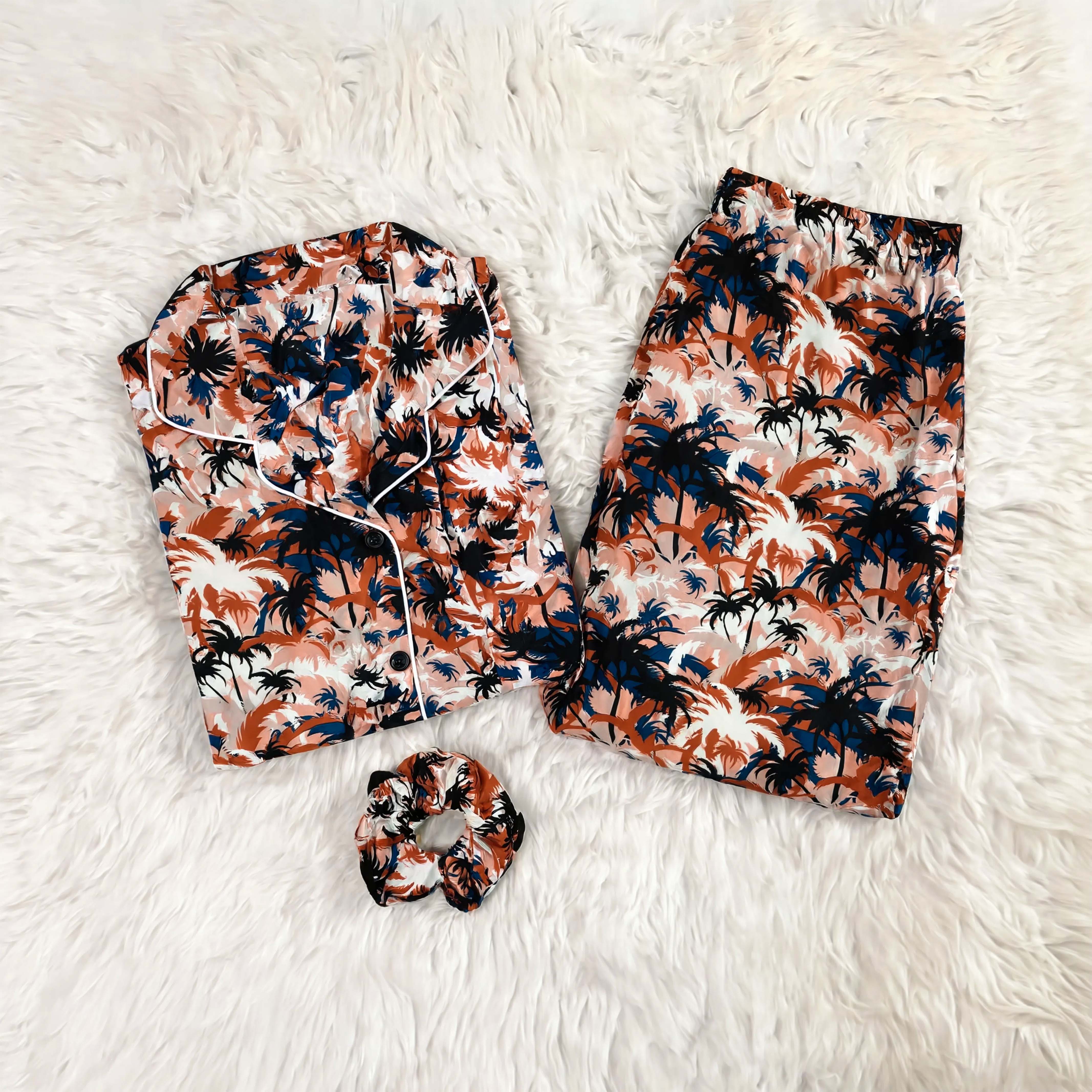 Imported Linen Printed Tree Pattern PJ Set-LP18