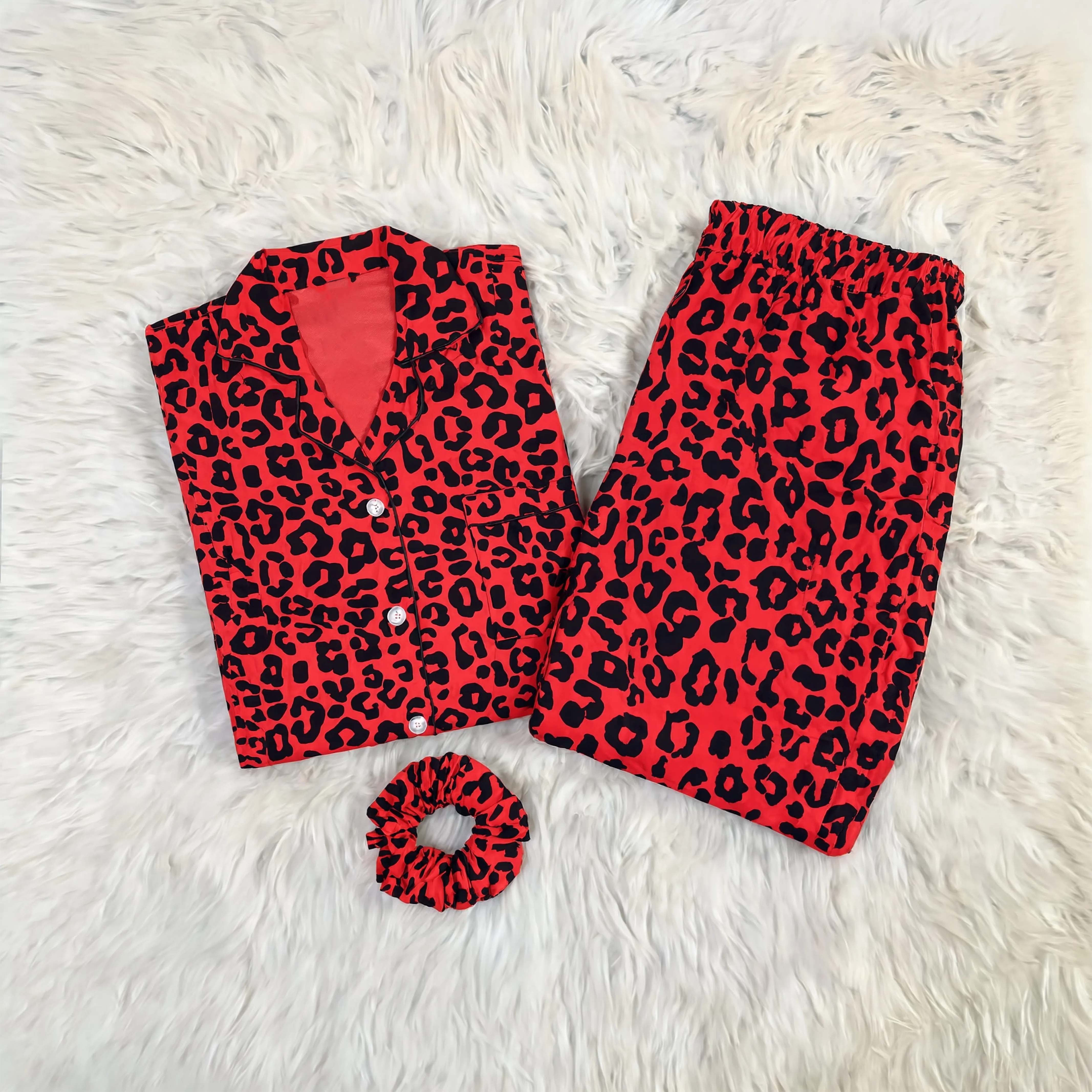 Imported Linen Printed Red Rose PJ Set-LP4