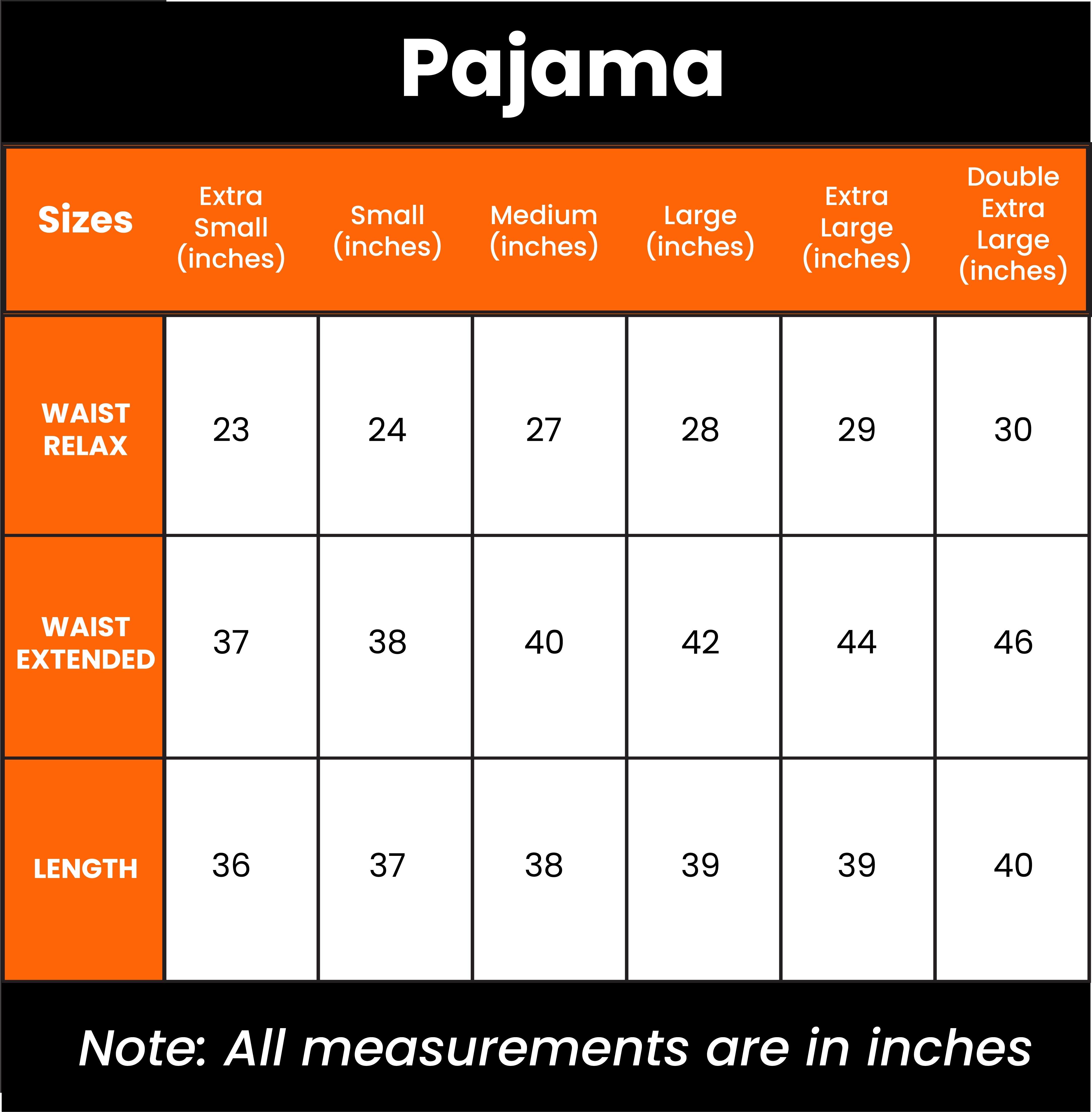 Trouser - Have A Sweet Dream size chart