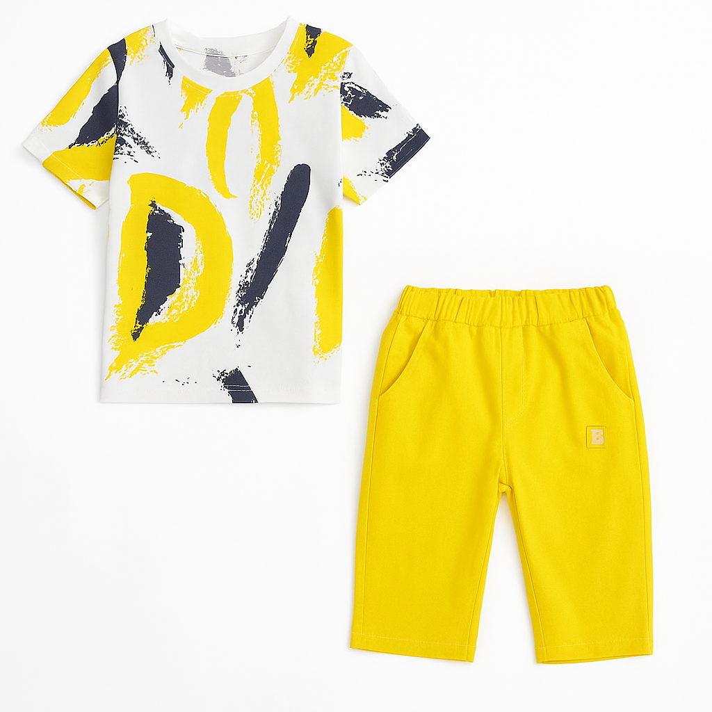 Yellow Rainbow Half Sleeve Kids Suit (Each)