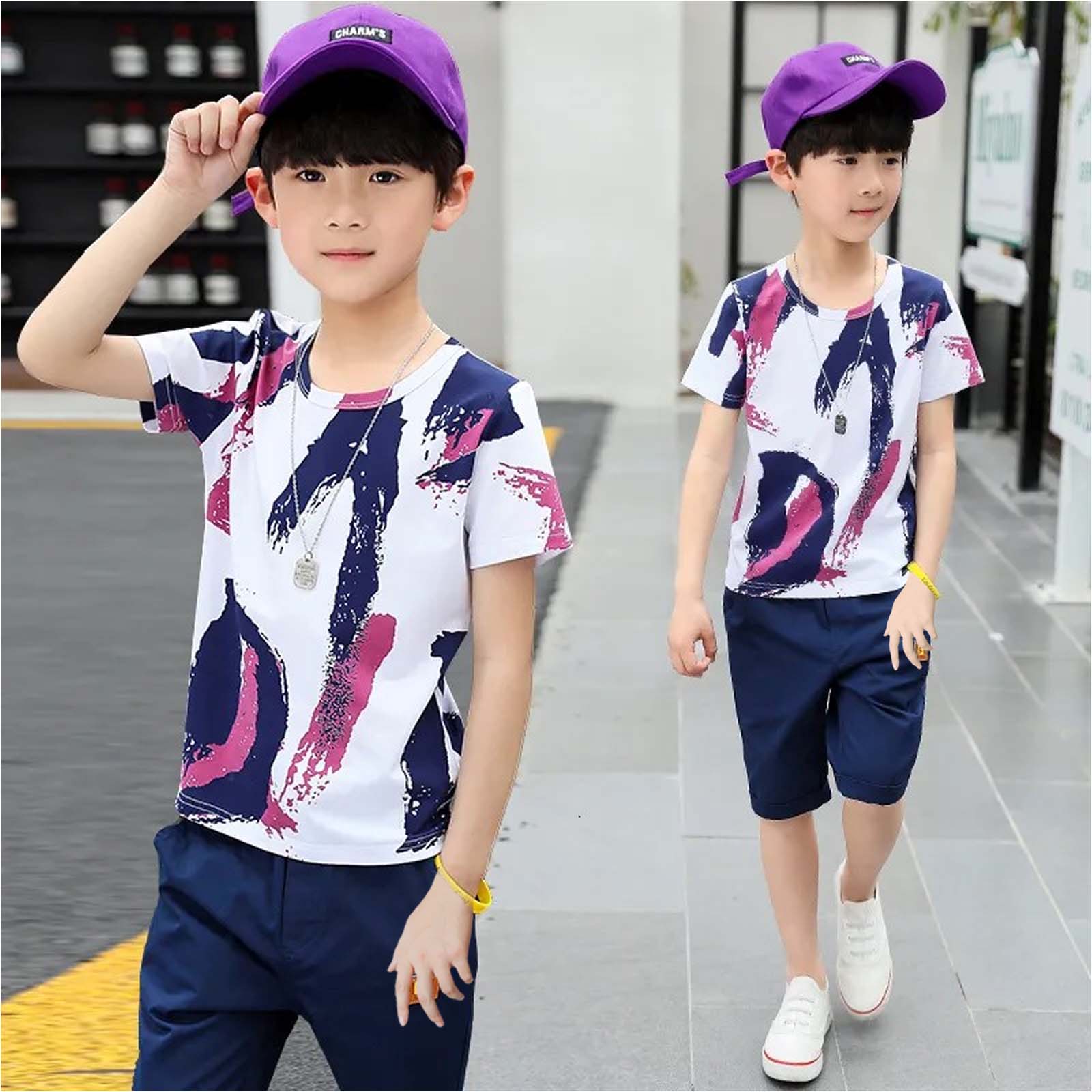 Purple Rainbow Half Sleeve Kids Suit (Each)