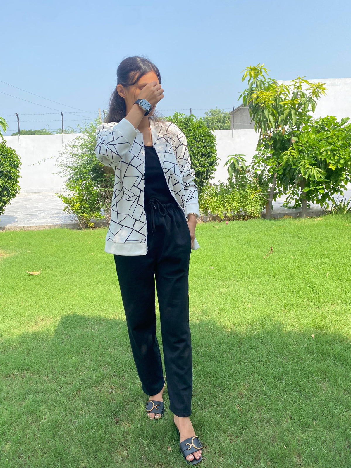 Winter Geo Printed Jacket For Women