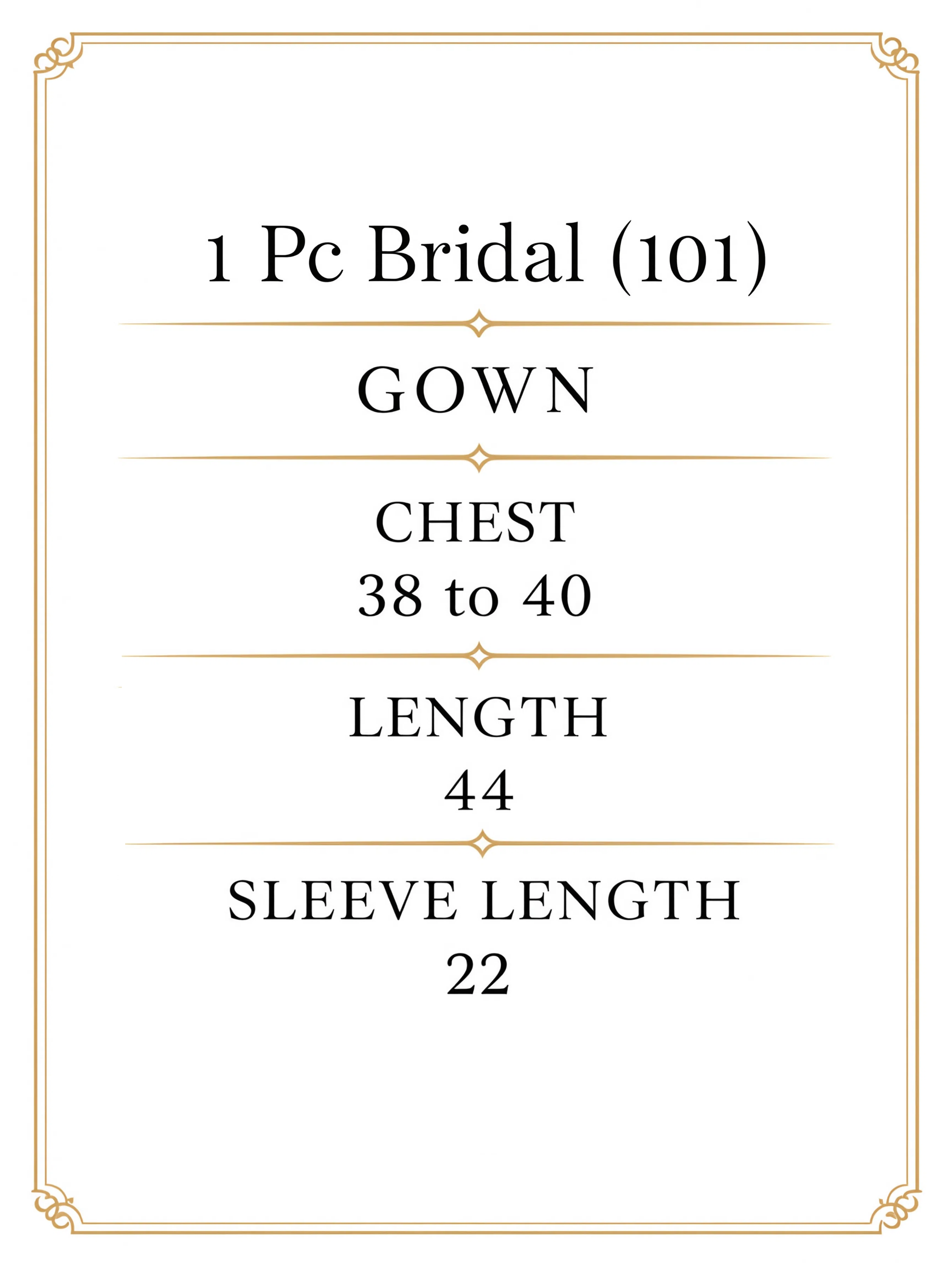 1 Piece Premium Bridal - Long Style Lace V-Neckline Nighty size chart