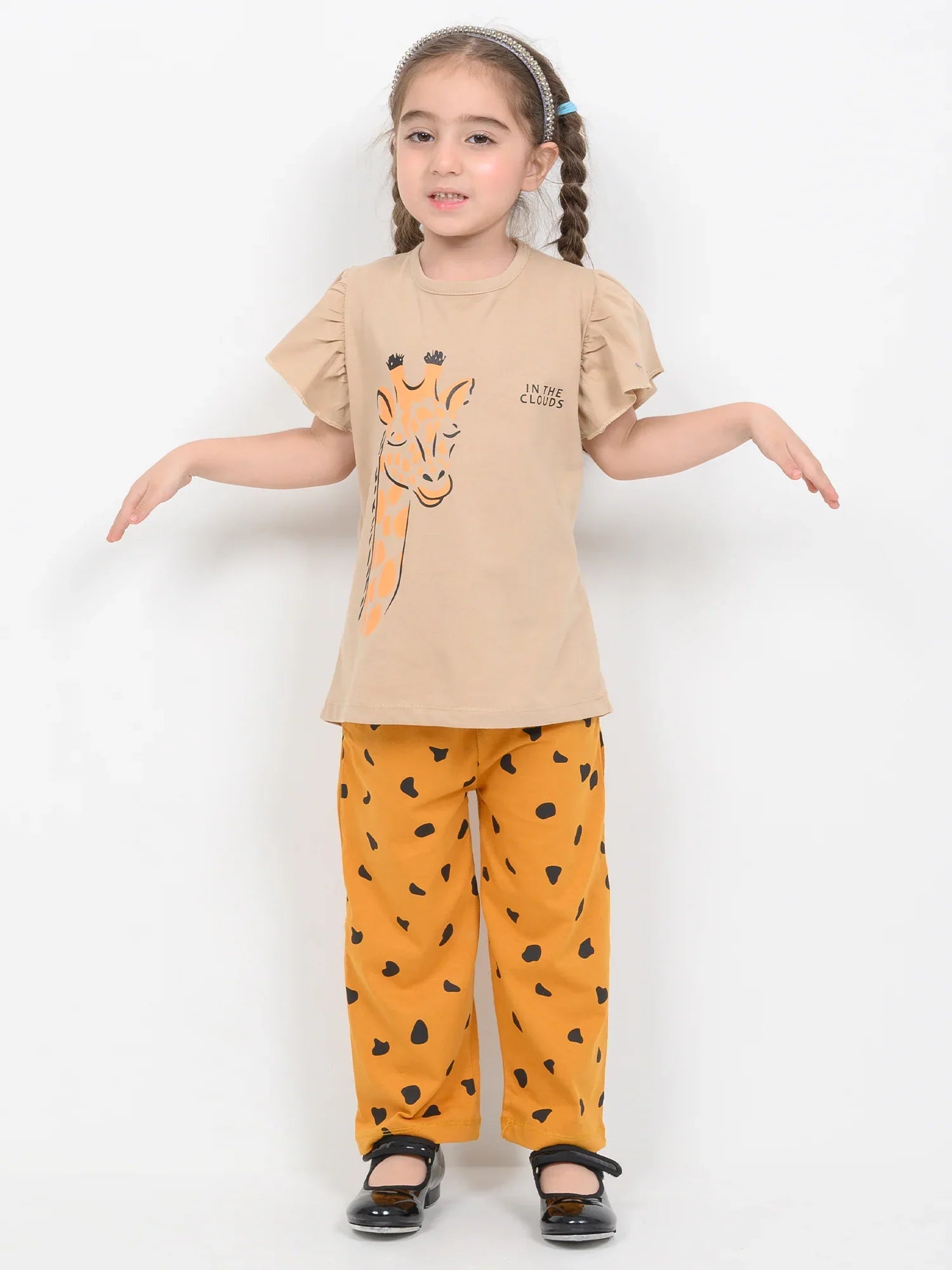Baby Giraffe Half Sleeve Kids Suit