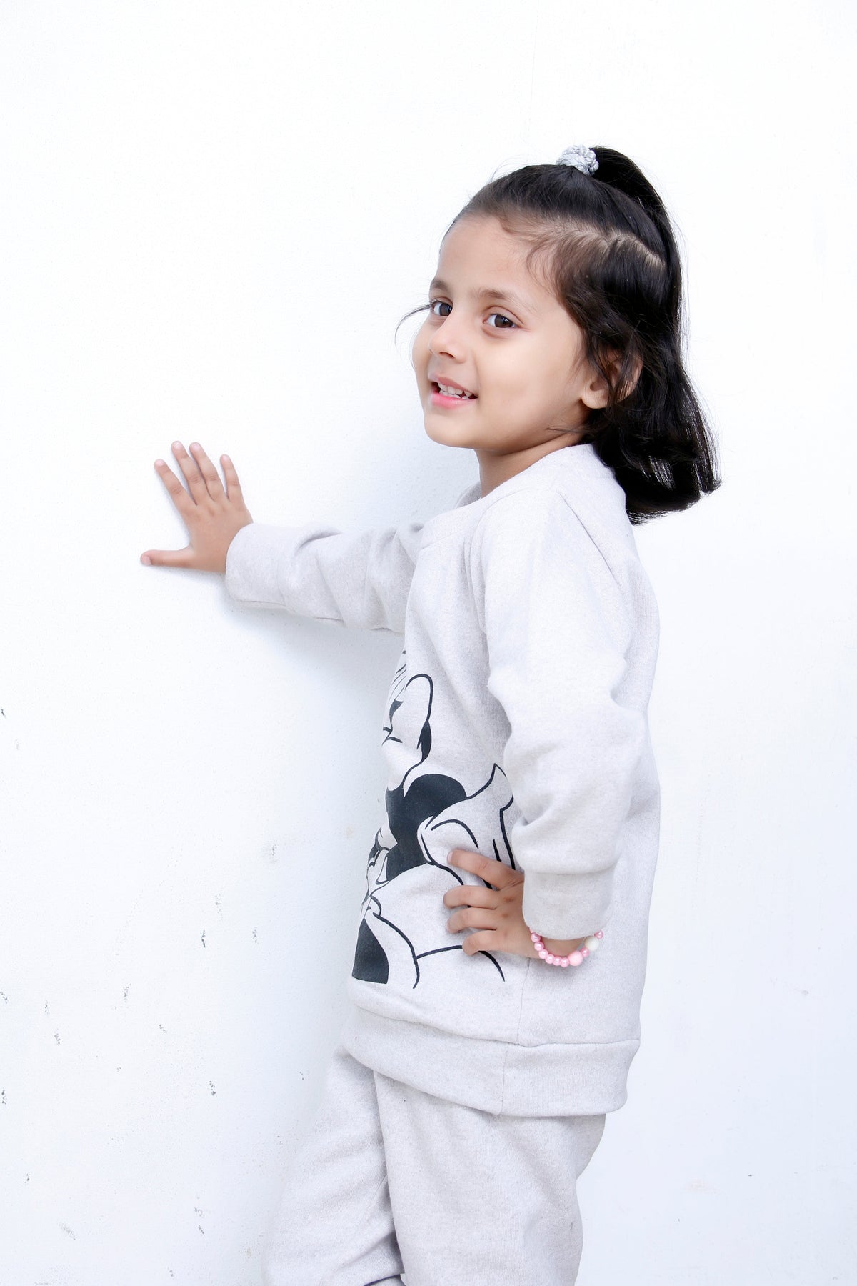 Grey Minnie Mouse Printed Kids Winter Suit