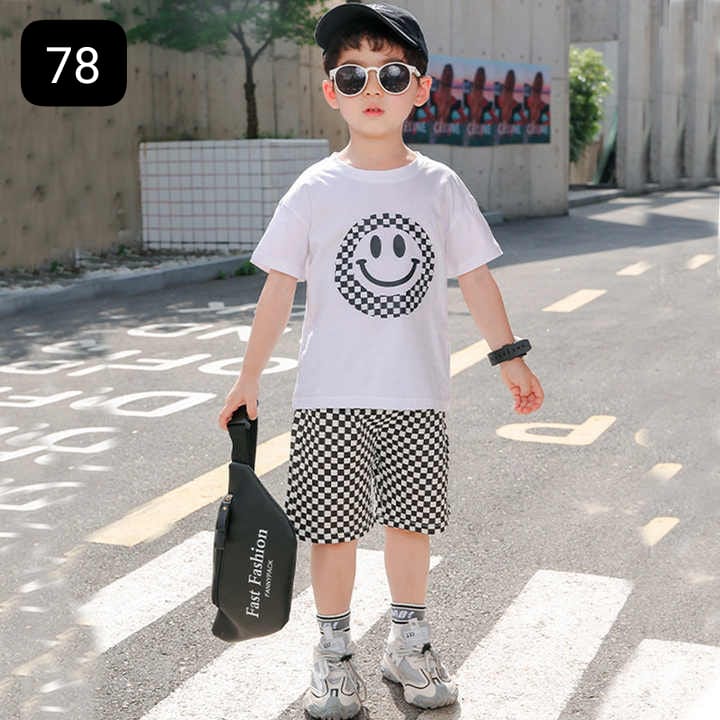 Grey Smiley Half Sleeve Kids Suit (Each)