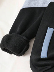 Blue Contrast Hoodie Printed Kids Winter Suit