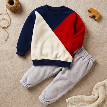 Triangle Panel Printed Kids Winter Suit