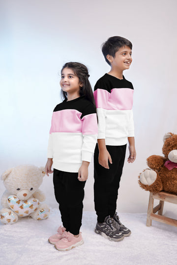 Pink Panel Printed Kids Winter Suit