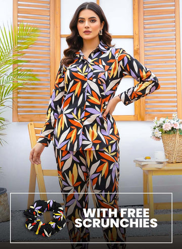 Imported Linen Printed Flower Bales PJ Set-LP10