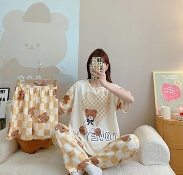 3 Piece Love Bear Nightwear