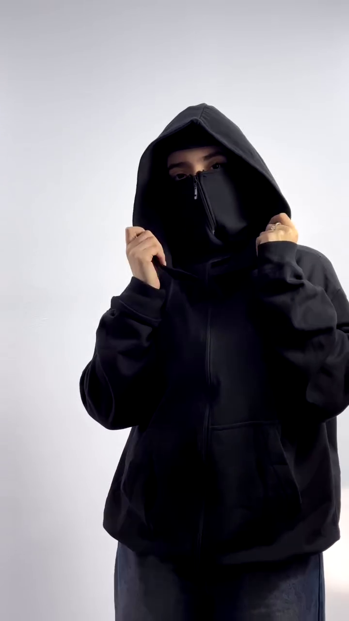 Balaclava Ninja Zipper Hoodie Jacket For Women